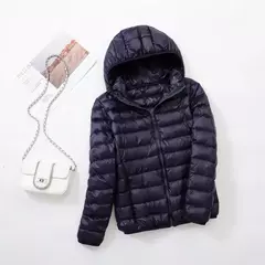 Imagem do Casaco fino leve com capuz de pato para mulheres, casaco curto fino, streetwear quente, branco, plus size, casacos, outono, inverno, 2023