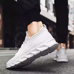 Sapatos esportivos casuais masculinos respirável verão luz sola macia conforto tênis de corrida ao ar livre moda estudante malha plus size tênis - comprar online