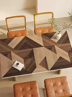 Imagem do Tapete De Mesa Geométrica Grão De Madeira, Tapetes Decorativos De Luxo Leve, Anti Óleo e Toalha De Mesa Anti Scalding, Cuidado Fácil, High End