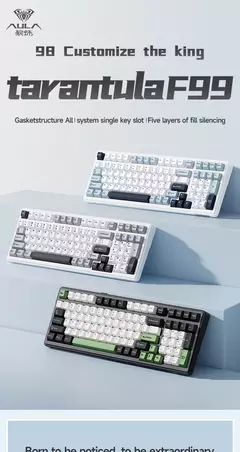 Junta do Teclado Mecânico Aula F99, PBT, Sem Fio, Bluetooth, Personalização do Jogo, Hot Plug, Modo 3, 2.4g, 8000mAh - comprar online