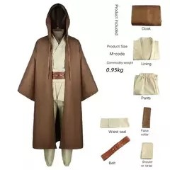 Afult masculino de alta qualidade obi-wan kenobi cos traje estrela poliéster macio guerras halloween jedi role play traje feminino aparrel na internet