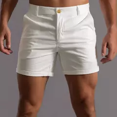 Calções de verão monocromáticos masculinos, calça de botão, bolso, solto, casual, esportivo, corrida, perna reta, calça de rua de praia - comprar online