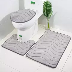 Imagem do Jogo antiderrapante da esteira do banho do banheiro, Tapete De Cobblestone, Tapetes de chuveiro absorventes, Tampa do vaso sanitário, 2Pcs Set, 3 Pcs