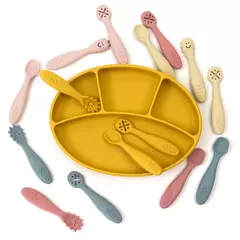 3 pçs colher de silicone garfo para utensílios de bebê conjunto alimentação comida criança aprender a comer treinamento garfo macio talheres utensílios de mesa das crianças - loja online