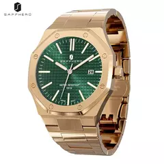 Sapphero ouro rosa para homens relógios octagonais 30m relógios à prova dwaterproof água relógio de quartzo masculino negócios moda relógios para homem watche - comprar online