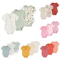 Kiddiezoom-Unisex Four Seasons Cartoon Bodysuits, Soft Cute infantil Onesies roupas, Baby Shower Gift, menino e menina, 3 pcs por lote - comprar online