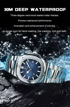 Poedagar-Relógio Quartz de Luxo Masculino, Relógio de Negócios Impermeável, Relógio Masculino, Data Luminosa, Aço Inoxidável, Quadrado, Novo, 2022 - comprar online