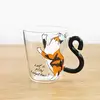 Cat Glass Coffee Mug with Handle, 250ml, Bonito, Leite, Chá, Suco, Água, Chávena, Casa, Cozinha, Escritório, Drinkware, Tumbler Gift