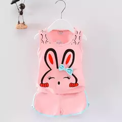 Conjunto de pijamas casual infantil, roupas de bebê, colete bonito feminino, pijama infantil, roupas de treino infantis, verão, novo, 2 peças - Wolf Magazine