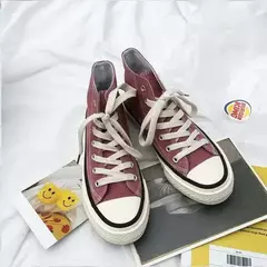 Sapato de lona alta para mulheres, confortável tênis amarelo, estilo estudante coreano, casal, nova moda, primavera e outono na internet