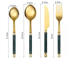 Louça de aço inoxidável com contas duplas, Rack com alça de plástico, faca de bife, garfo e colher, presentes high-end, 24PCs na internet