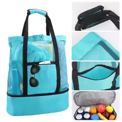 Grande bolsa de malha transparente de camada dupla para mulheres, alta capacidade, preservação de calor, piquenique, praia, bolsa, escritório, almoço, lanches, bolsa - loja online