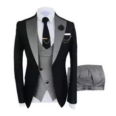 Imagem do Ternos masculinos 3 peças sob medida melhor homem noivo casamento smoking fino ajuste jacquard duas cores blazer jaqueta colete calças smoking roupas