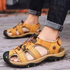 2024 sapatos masculinos de couro verão novo tamanho grande sandálias masculinas sandálias de moda chinelos tamanho grande 38-47 ? - comprar online