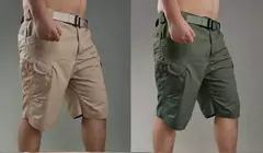 Imagem do Calções de carga multibolso impermeáveis para homens, calças curtas táticas, secagem rápida, roupas ao ar livre, caça, pesca, verão