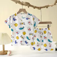 Conjunto de pijamas de duas peças infantil, Roupa interior para bebé, Secção fina, Roupa infantil, Rapazes, Meninas, Roupa para casa, Novo, Verão - loja online