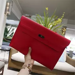 Envelope de couro PU para mulheres, embreagem vermelha, bolsa feminina, padrão de lichia, bolsas de mão simples, vermelho na internet