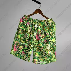Calção de bolso casual masculino com cordão, desenho animado animal engraçado, streetwear respirável, calça praia, moda verão na internet