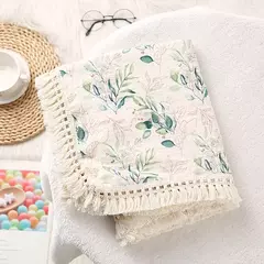 Algodão Musselina Swaddle Cobertores para Bebê Recém-nascido Borla Recebendo Cobertor New Born Swaddle Envoltório Infantil Dormir Quilt Bed Cover - comprar online