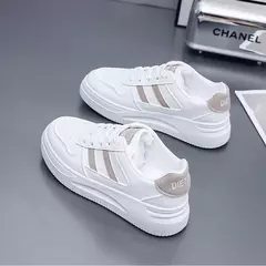 Calçado esportivo casual resistente ao desgaste para mulheres, tênis feminino respirável, sapatos brancos simples para senhora, novo, 2024 na internet