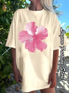 Camiseta de algodão estampa cereja feminina, tops com gola O, camiseta gráfica floral, manga curta, roupa feminina, streetwear casual, moda verão - Wolf Magazine