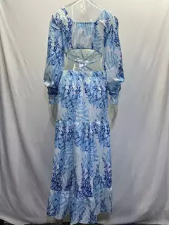 Primavera novo vestido longo moda impressão sexy profundo decote em v vestido de manga comprida feminino elegante oco para fora plissado emendado maxi vestido