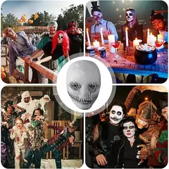 Máscara de demônio de material de látex, máscara de festa de dramatização de halloween, sorriso fino, cocar de terror, adereços de brincadeira, decoração de festival de halloween - comprar online