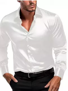 Camisa casual de manga comprida masculina, social e empresarial, cor sólida, moda outono - Wolf Magazine