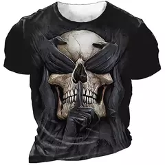 Camiseta masculina Horror Skull, 3D Print, Death T Shirts, Tops de manga curta, Camiseta extragrande, Roupas Masculinas, 6XL