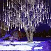LED Meteor Shower Lights, 8 tubos, decoração de Natal ao ar livre, String Fairy Lights, Street Garden e Yard Decoration