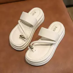 Chinelos antiderrapantes com anel de dedo do pé para mulheres, slides de plataforma, sapatos casuais para senhoras, moda verão, 2024 - loja online
