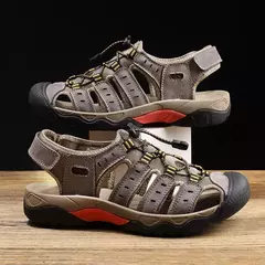 Novas sandálias masculinas de couro genuíno macio sandálias sapatos masculino - Wolf Magazine