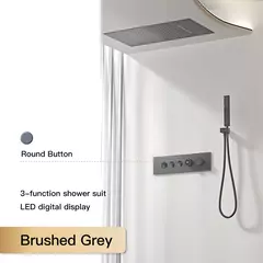 Imagem do Sistema de chuveiro de bronze preto de luxo wall-mounted led display digital design frio & quente duplo-controle de 4 funções torneira de chuveiro de teto