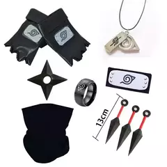 Anime naruto cosplay kakashi acessórios brinquedos figura de ação luvas bandana kunai máscara uchiha luvas conjunto presente - comprar online