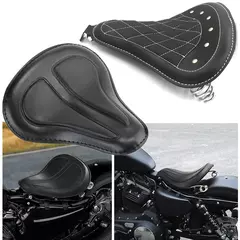 Novo assento solo de couro retrô para motocicleta + suporte de mola de 3 "para Harley Custom Chopper Sportster Bobber Honda Yamaha Kawasaki - comprar online