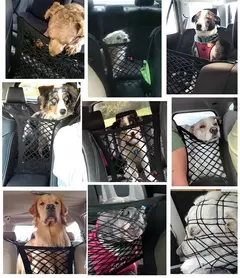 Cercas para assento de cachorro, rede de proteção para animais de estimação, bolsa de armazenamento de segurança, malha para animais de estimação, isolamento de viagem, assento traseiro, barreira de segurança, acessórios para carro de cachorro