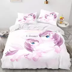 Conjunto de cama unicórnio para crianças, capa de edredão infantil Rainbow Horse, fronha de berço, Lovely Bed Linens na internet