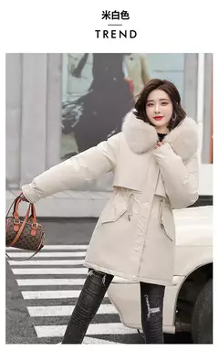 Parka longa de lã com capuz feminino com gola de pele, casaco fino, roupas acolchoadas, neve quente, moda inverno, novo, 2023 - Wolf Magazine