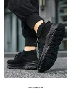 Sapato de meias casual confortável masculino, tênis preto para dirigir, novo, na internet
