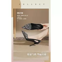 Sandálias bordadas para mulher, Salto Alto, Ria, Apontada, Casual, Verão, Novo, Luxo, Moda