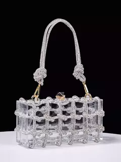 Bolsa acrílica axila quadrada para mulheres, bolsa de noite, embreagem de diamantes, bolsa de casamento, alta qualidade, design luxuoso, novo, 2022