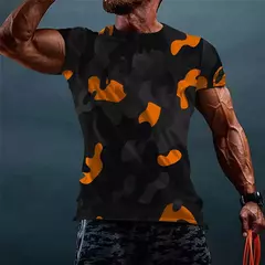 Camuflagem masculina de manga curta, camiseta com proteção UV, vestuário de pesca, vestuário de pesca, 2024 - loja online