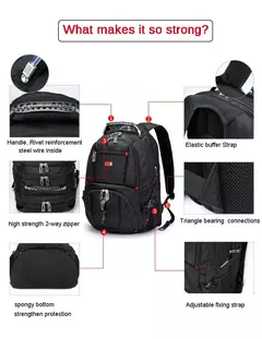 Durável Swiss Multifuncional Laptop Mochila, Resistente À Água Saco De Viagem, Faculdade Bookbag, Porta De Carregamento USB, 17";;VERDADEIRO;;"15 inch General na internet