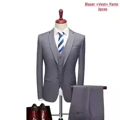 Imagem do Terno monocromático de três peças masculino, vestido de noiva monocromático para noivo, colete e calça, marca de luxo, negócios formais, 14 cores, M-6XL