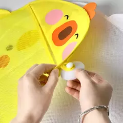 Qwz novo pato dos desenhos animados do bebê saco de malha do banheiro otário design para brinquedos de banho crianças formas animais pano areia brinquedos armazenamento net saco - loja online