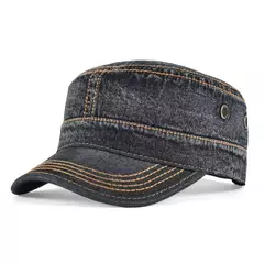 Bonés militares de cadete de algodão lavado VOBOOM para homens com design exclusivo ajustável vintage chapéus de topo plano com furo de ar - loja online