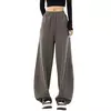 Calça esportiva de perna larga feminina, bolsos elásticos, tubo reto, calça sanitária solta, casual, na moda, nova, S-2XL, 2024