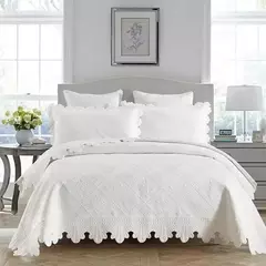 Colcha acolchoada com fronha, 100% algodão, bordado Quilt Set, queen size, tampa da cama, cobertor do verão, tamanho duplo, 3pcs - Wolf Magazine