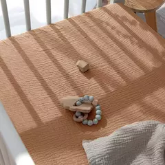 Conjunto de cama de algodão para bebê recém-nascido, cor lisa, musselina, berço cabido folha, lençol berço na internet