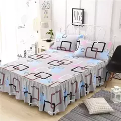 Conjunto de Colcha de Algodão com Bordado, Saia de Cama, Fronhas, Capa de Folha, Rei, Rainha, Duplo, 1.5 m, 1.8 m, 2m, 3 Peças por Conjunto - loja online